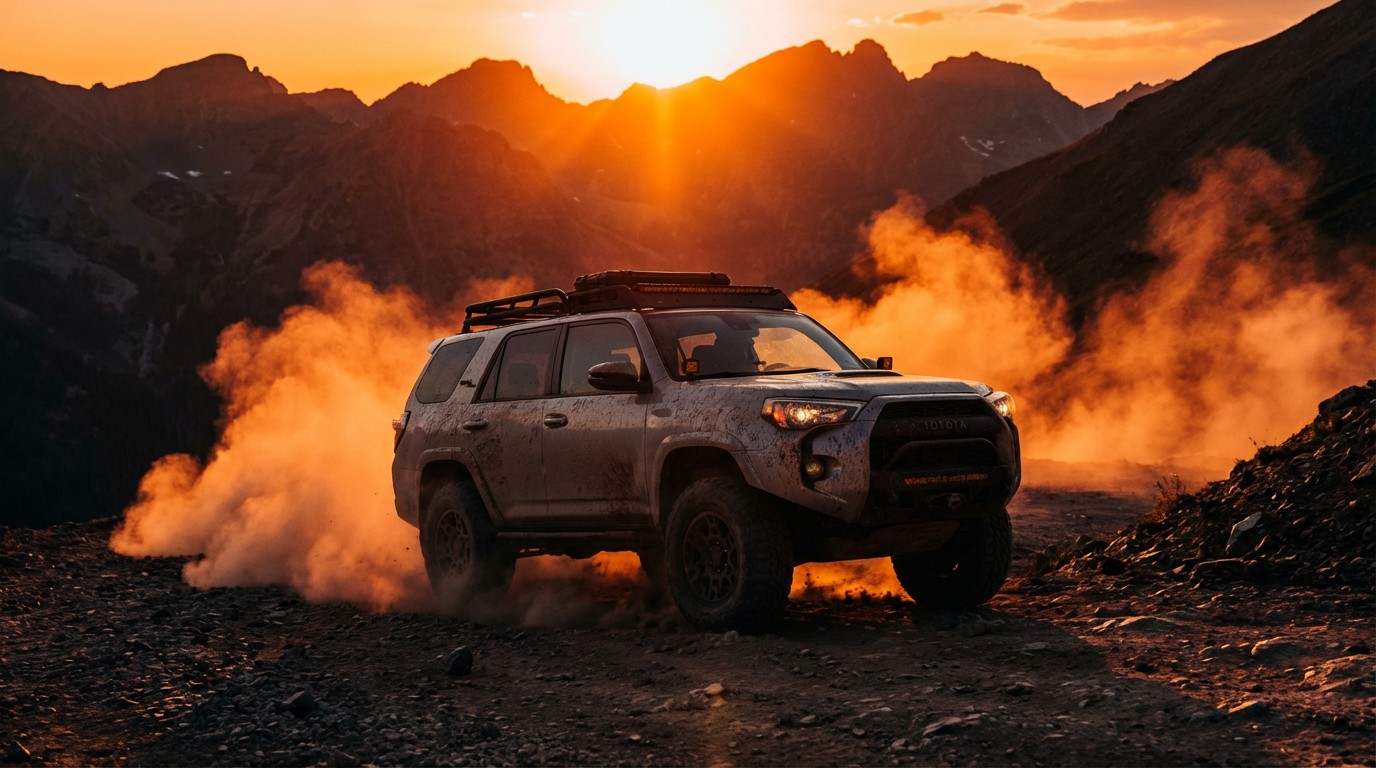 Toyota 4Runner on a dusty mountain trail