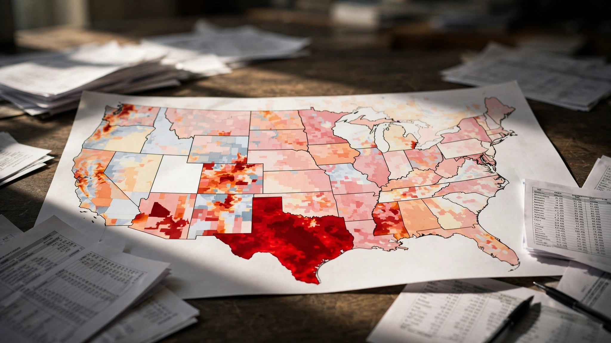 US heat map with wildly inconsistent state coding patterns