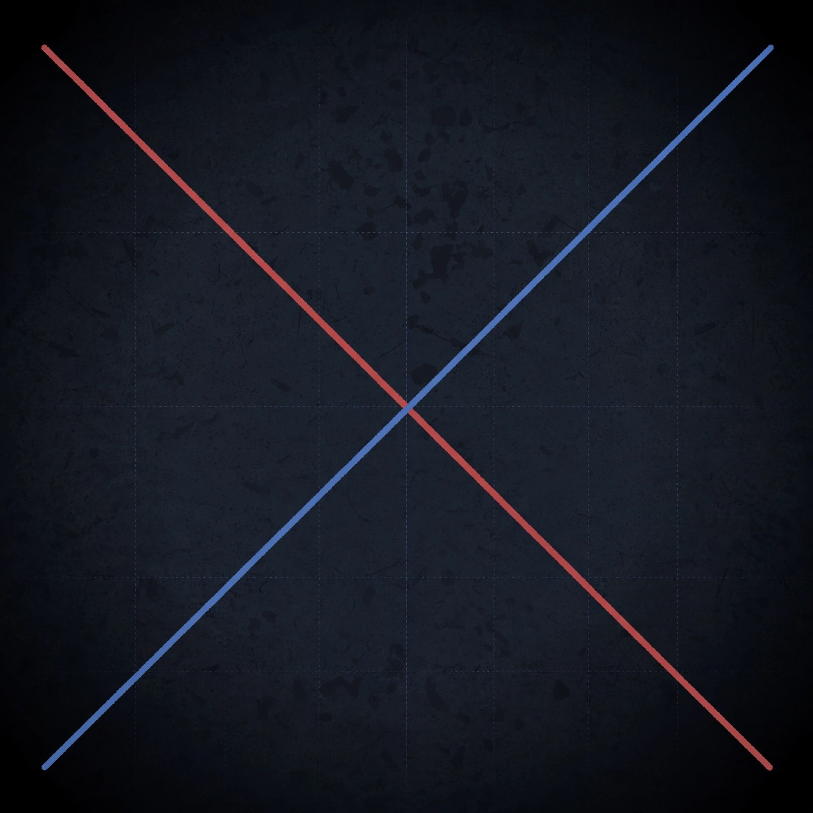 Two diverging trend lines crossing on a dark background