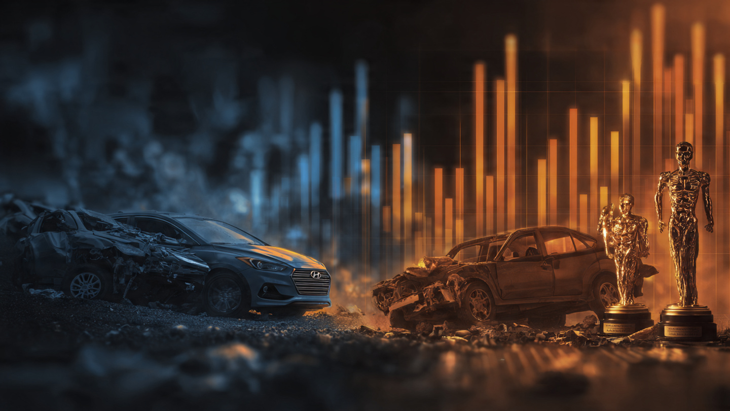 Hyundai safety awards vs FARS death data contrast visualization