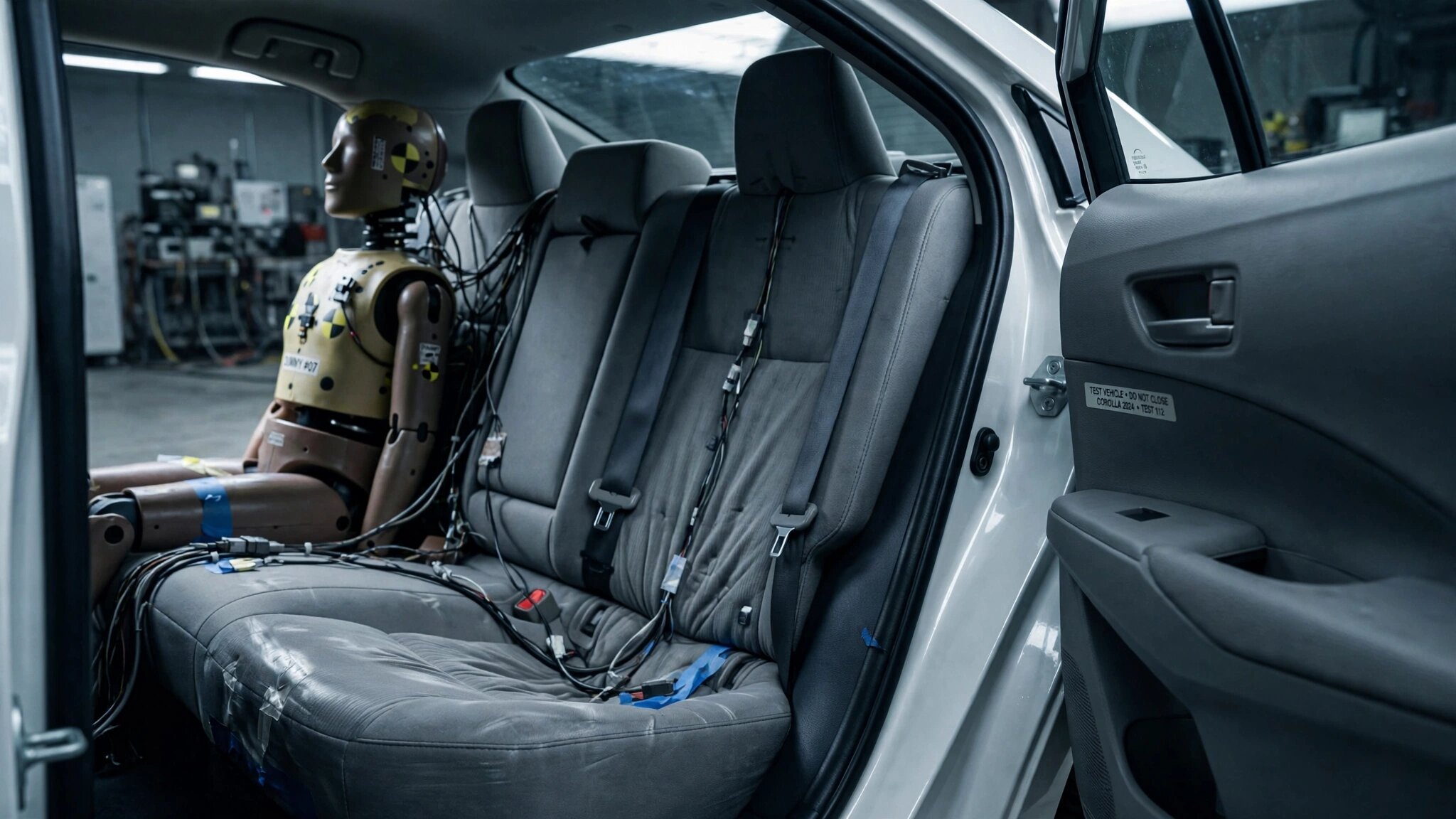 Toyota Corolla rear seat in a crash test facility