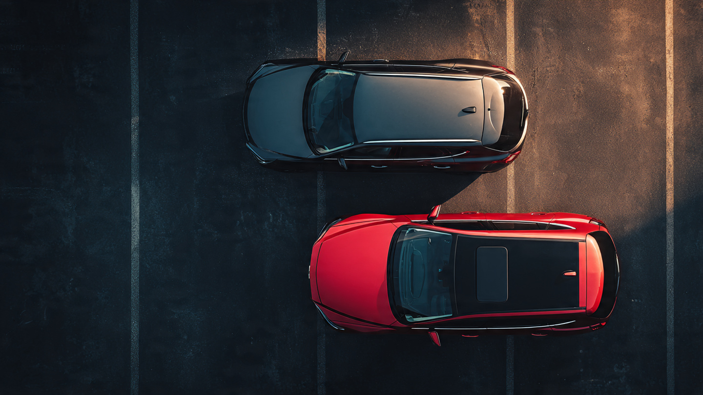 Subcompact crossover next to full-size SUV showing dramatic size gap