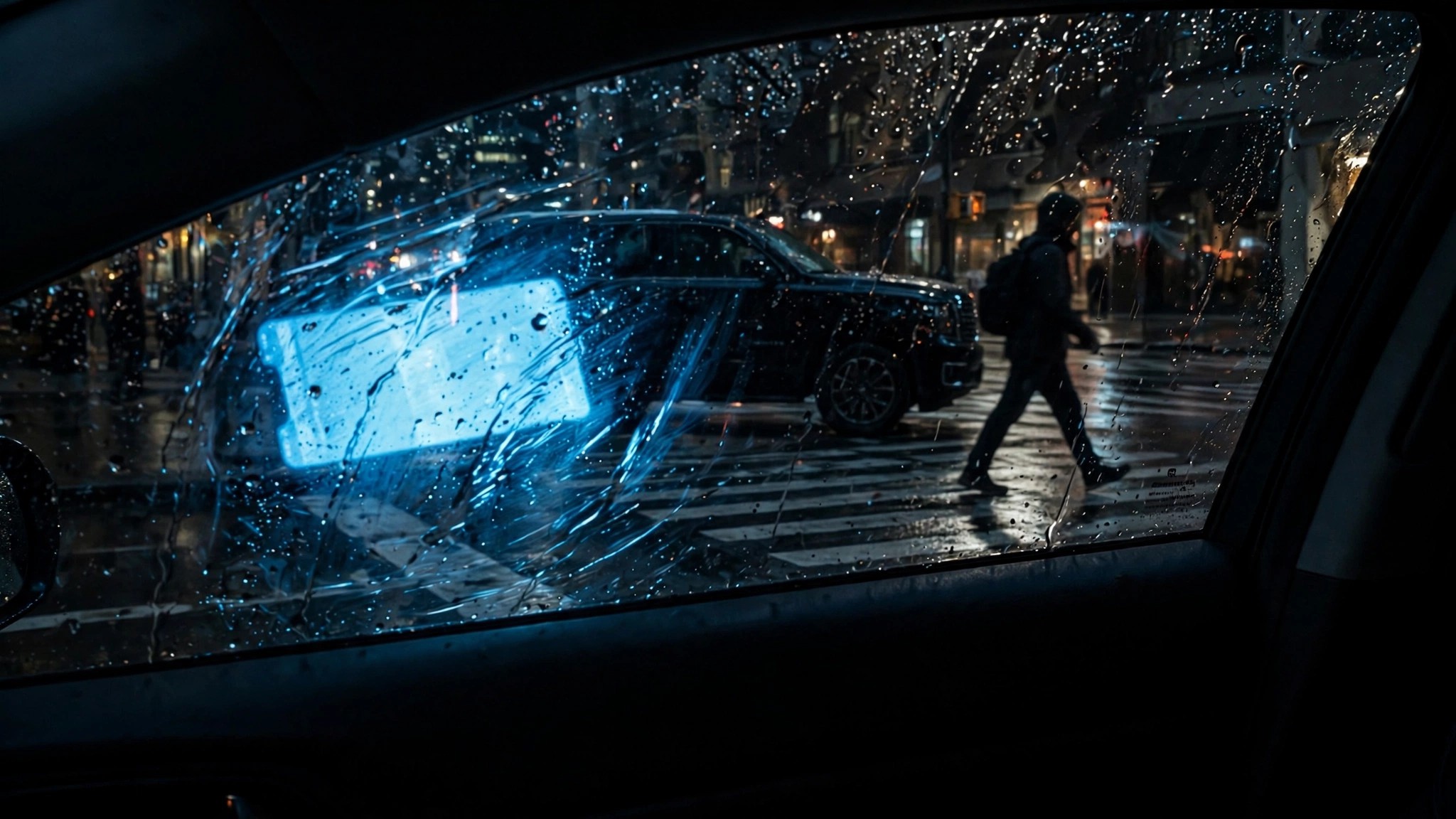 Pedestrian crosswalk with distracted driving data overlay