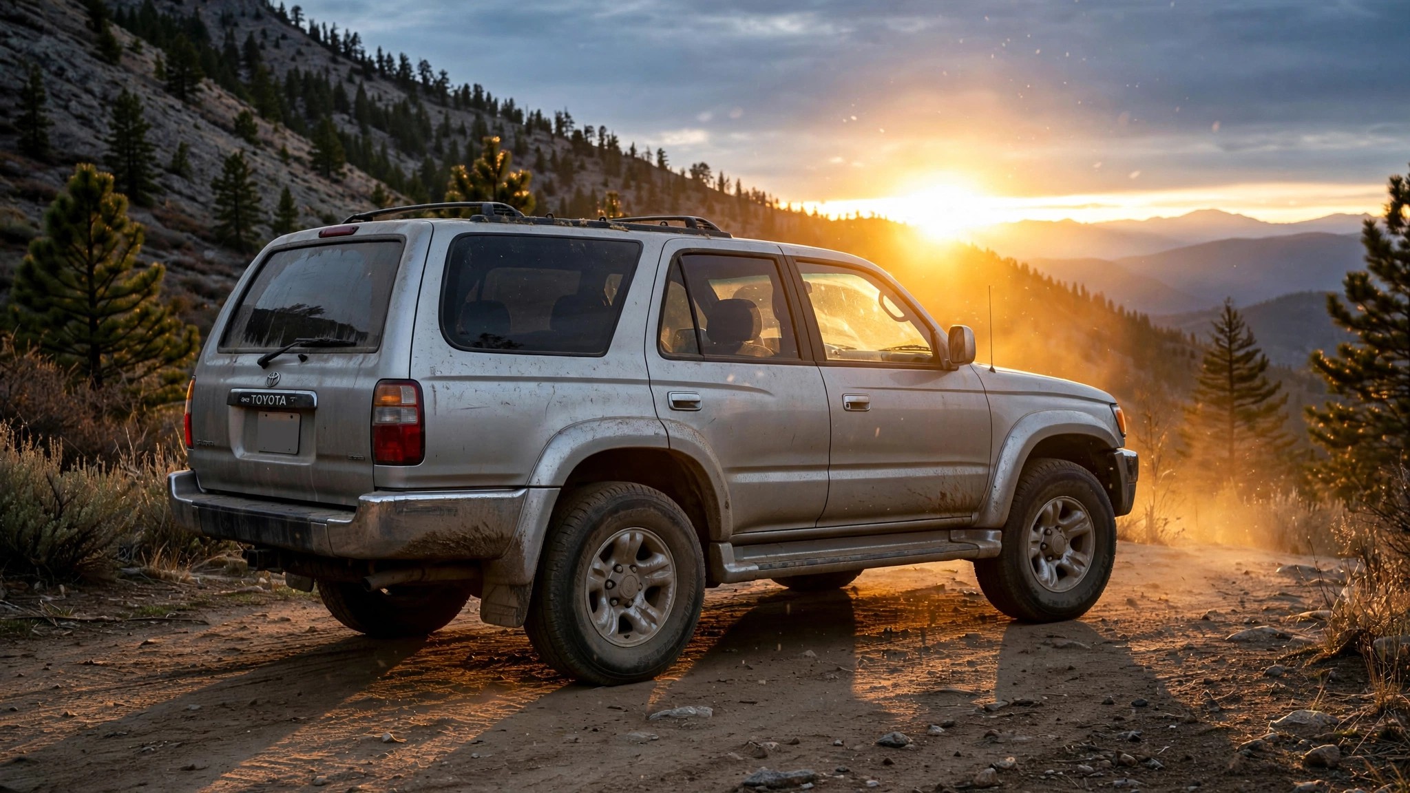 A weathered third-generation Toyota 4Runner on a dirt trail
