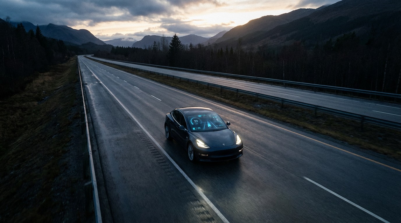 Tesla Model 3 dashboard view with FARS data overlay