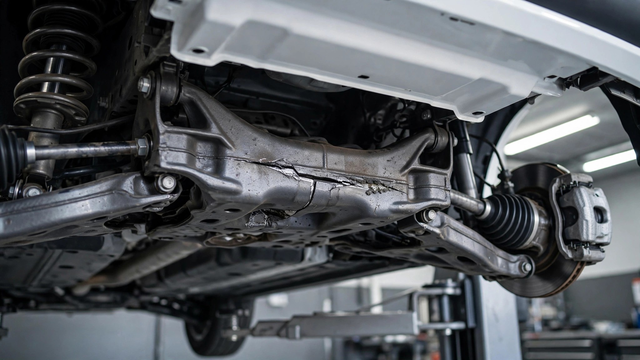 Cracked rear axle carrier on a Toyota Grand Highlander
