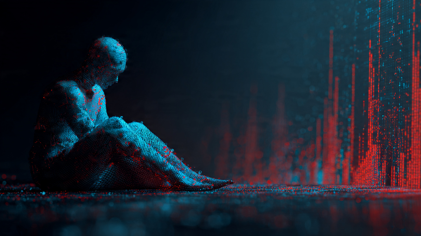 Abstract data visualization with scattered points forming no pattern