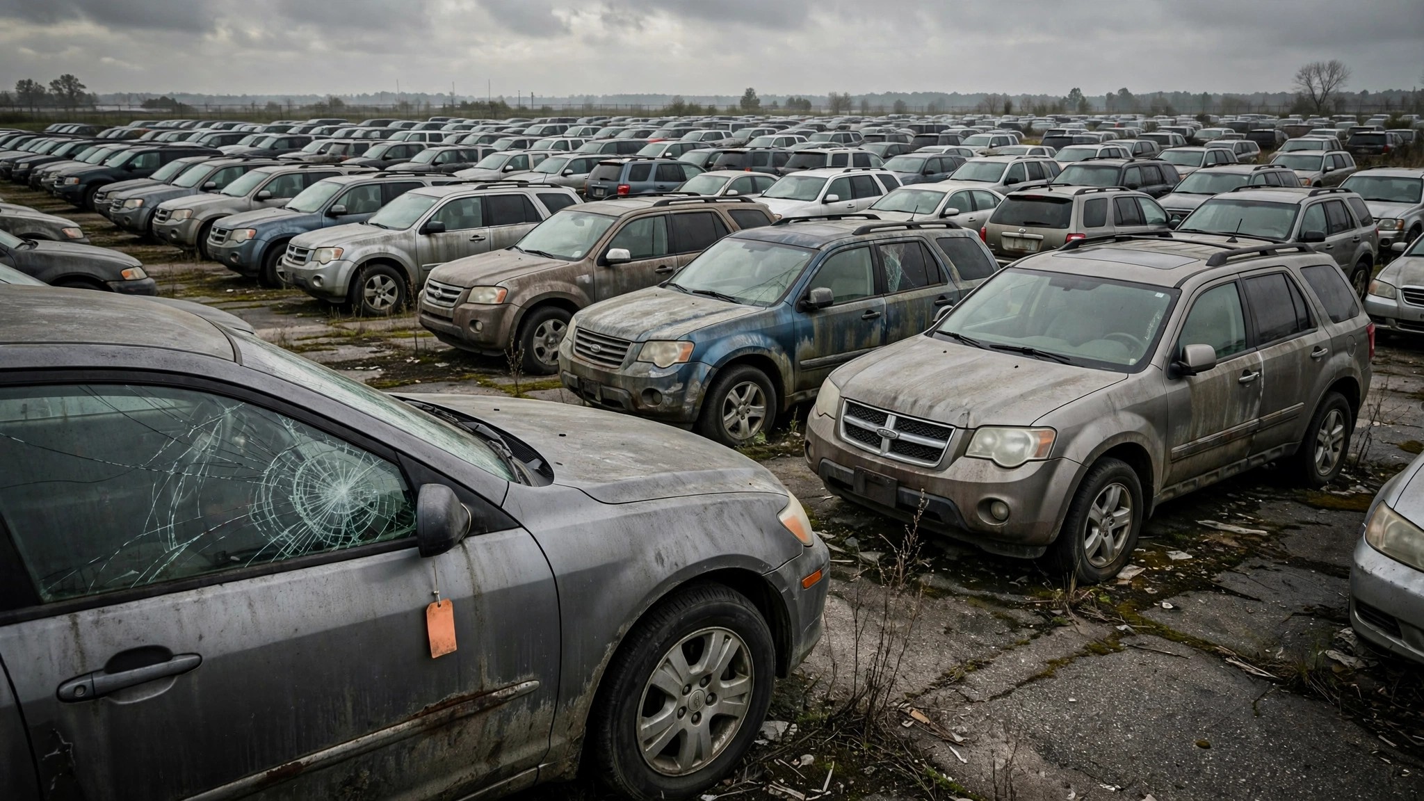 Vast parking lot of aging 2013 model year vehicles