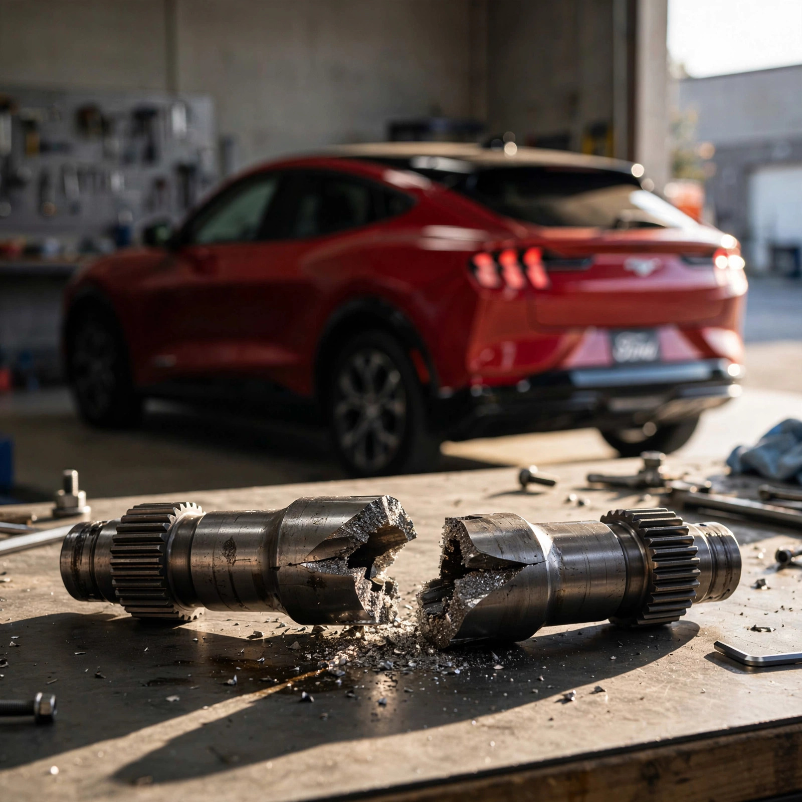 Ford Mustang Mach-E with fractured rear differential pinion shaft