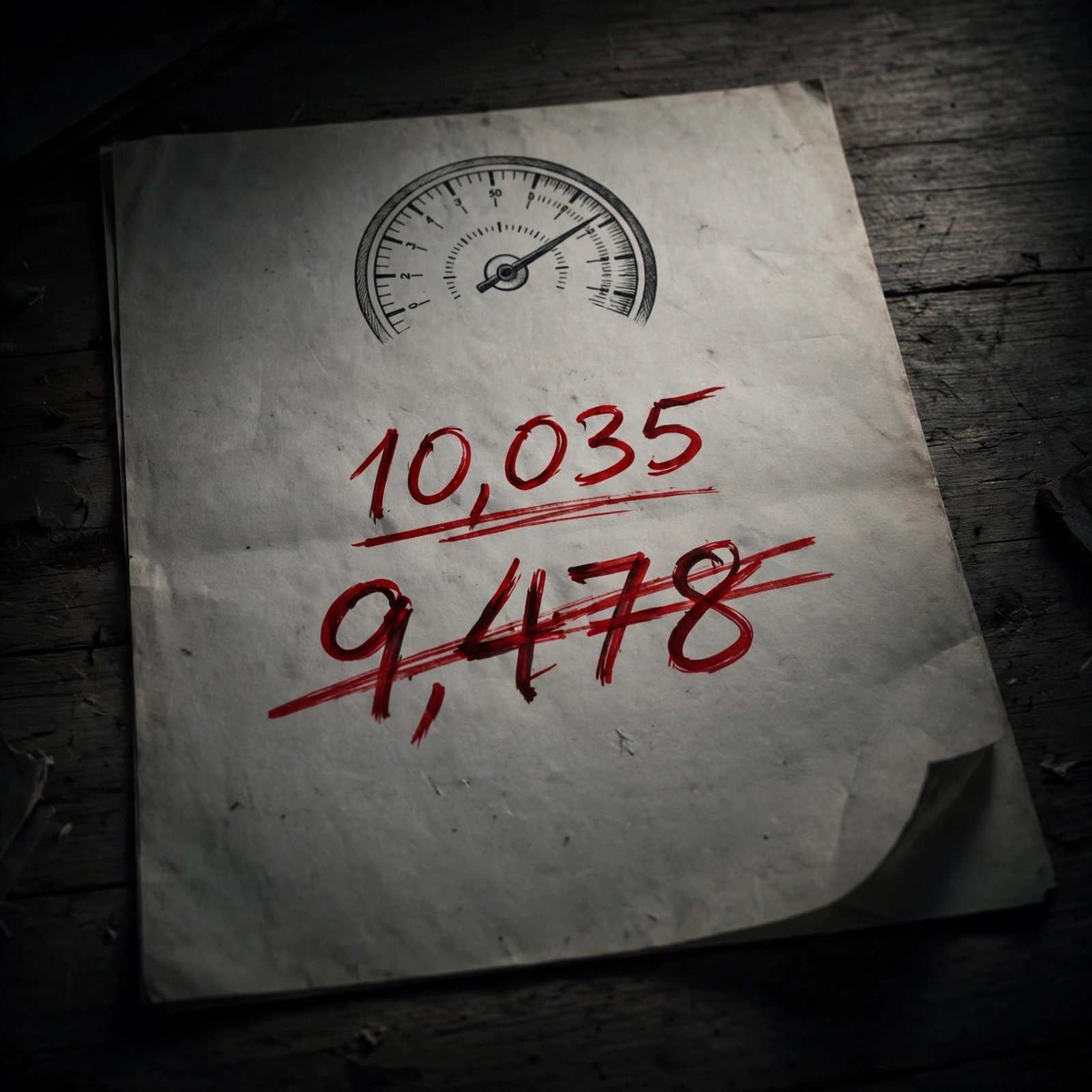 A government document with fatality numbers crossed out and corrected in red ink