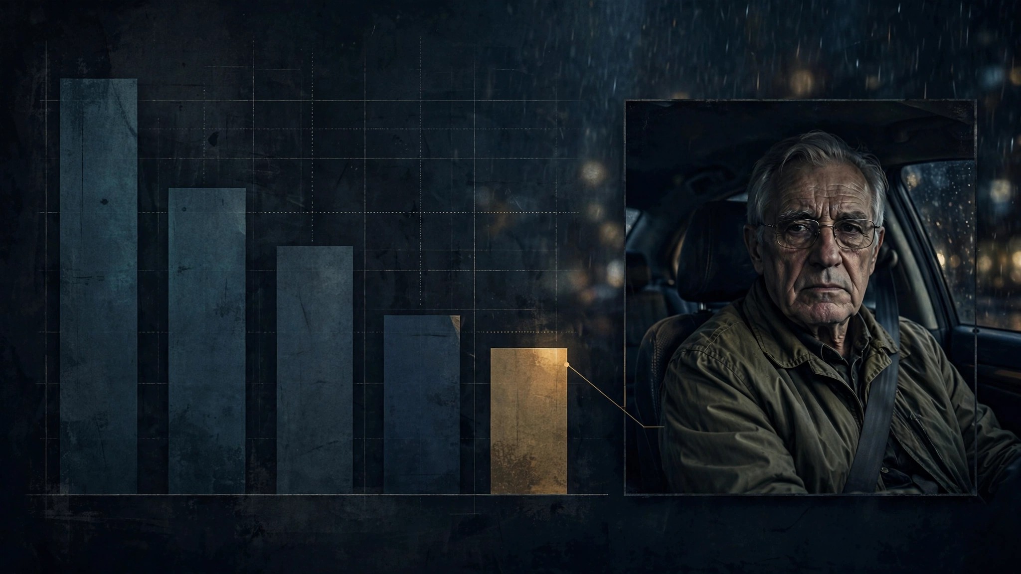 Editorial illustration showing safety improvement chart with one flat bar for seniors