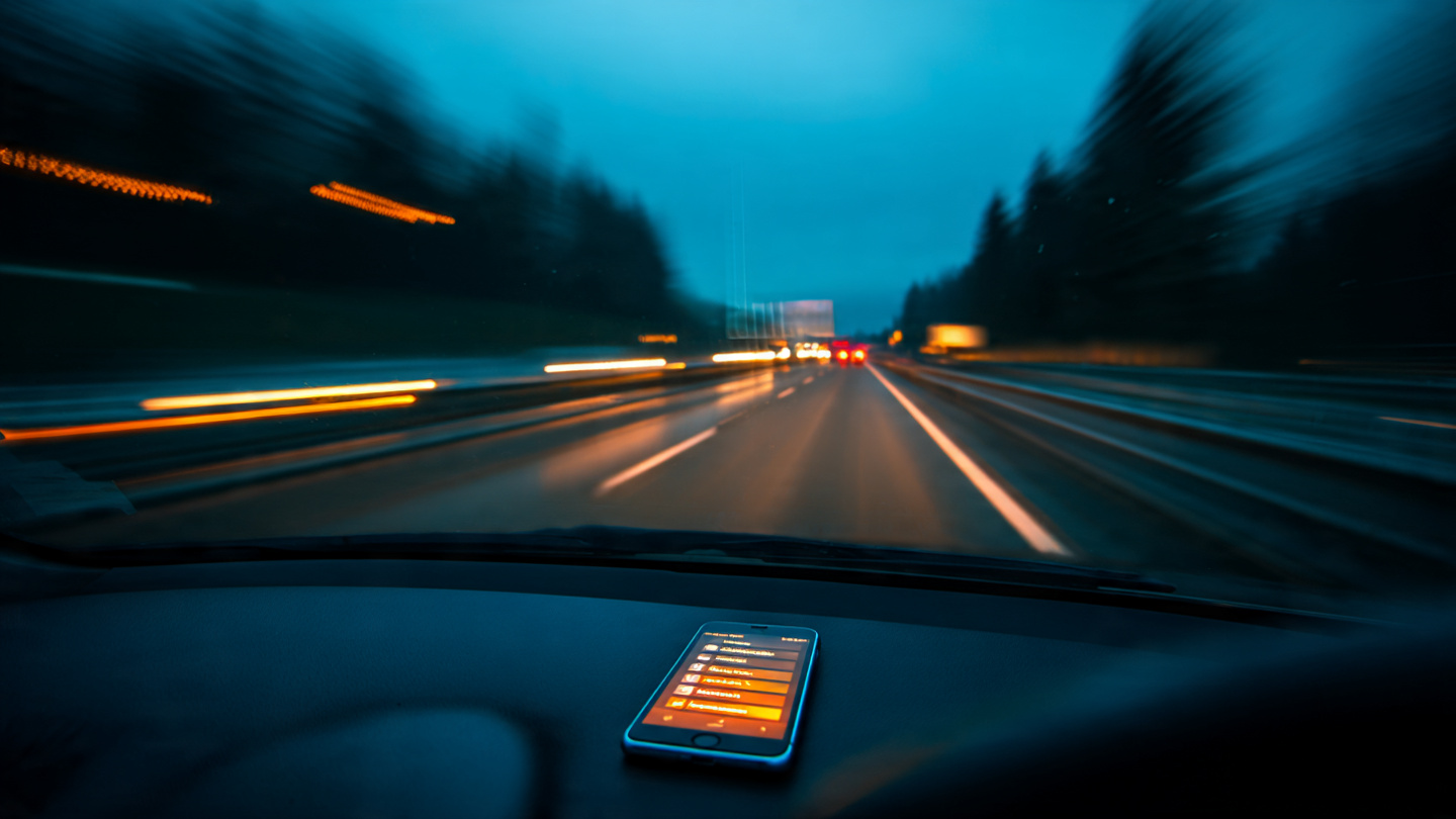 Scatter plot visualization showing the upward correlation between vehicle speed and phone handling frequency