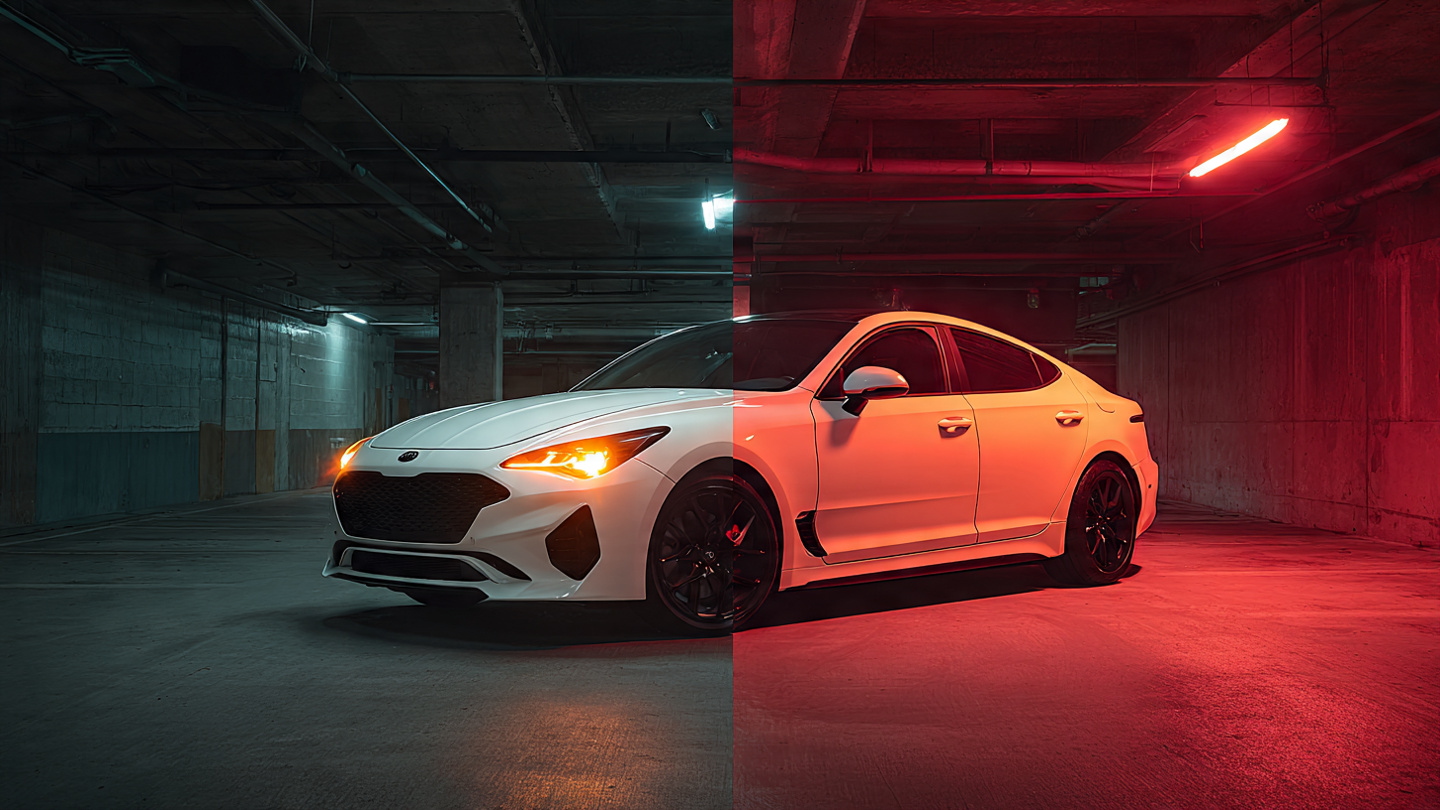 Split image comparing a base sedan and its sporty coupe variant with FARS death rates